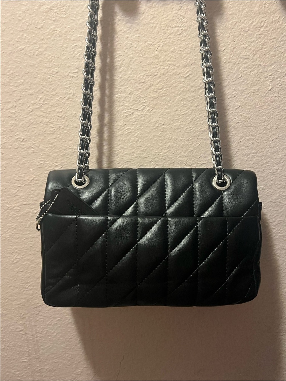 Coach Quilted Black Leather Crossbody with Silver C Hardware - Picture 2 of 2